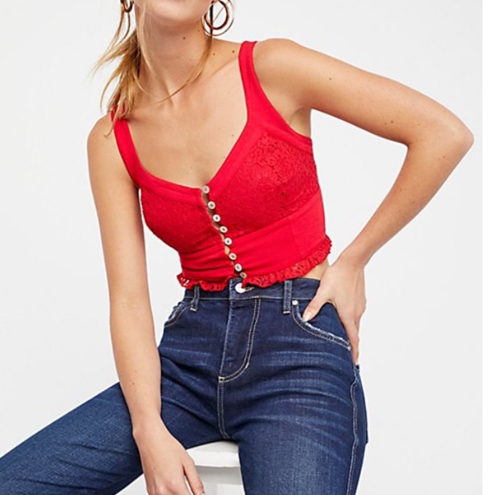 Free People Red Bralette Brammi- brand new